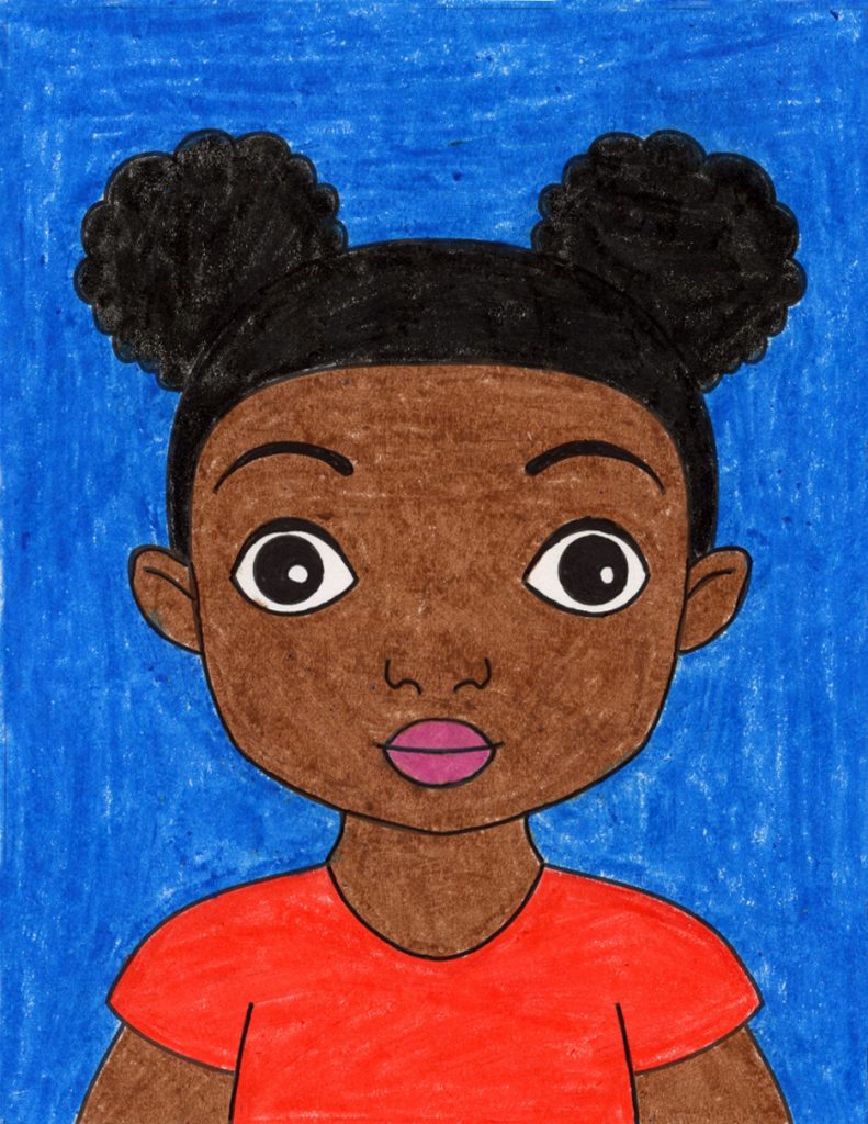 A drawing of Zuri from Hair Love, made with the help of an easy step by step tutorial. 